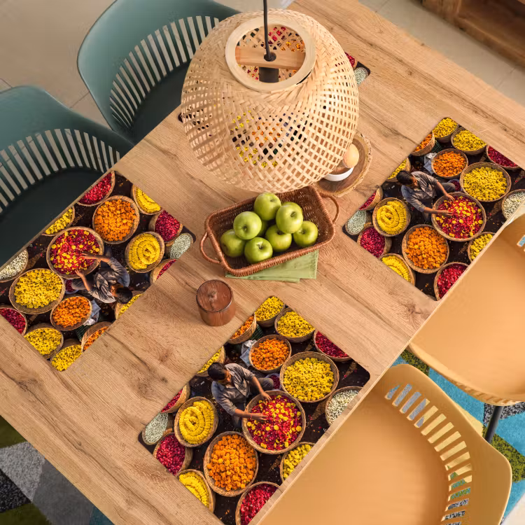 Placemat - 6 stuks - Bloemen - Markt - Kleurrijk - Bloemen - Markt - Kleurrijk Placemat vinyl groot