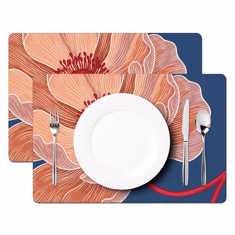 Placemat - 6 stuks - Bloemen - Modern - Abstract - Bloemen - Modern - Abstract Placemat vinyl groot