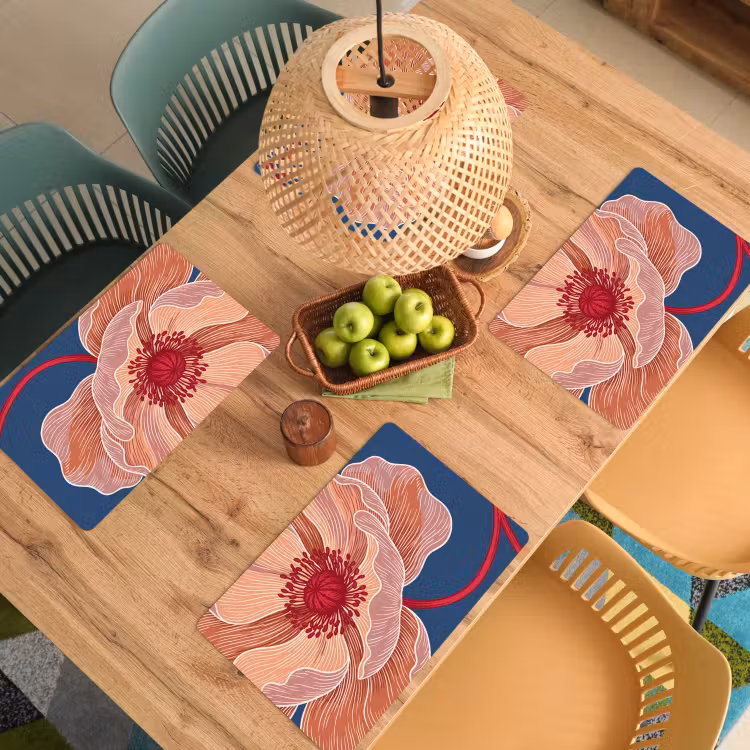 Placemat - 6 stuks - Bloemen - Modern - Abstract - Bloemen - Modern - Abstract Placemat vinyl groot