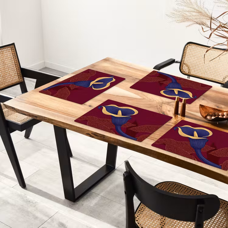 Placemat - 6 stuks - Bloemen - Modern - Paars - Bloemen - Modern - Paars Placemat vinyl groot