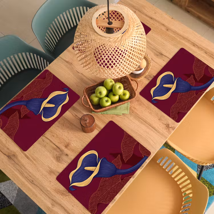 Placemat - 6 stuks - Bloemen - Modern - Paars - Bloemen - Modern - Paars Placemat vinyl groot