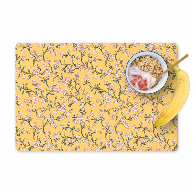 Bloemen - Motief - Geel Placemat vinyl groot 368 -zzzproduct_Kitchenyeah-website