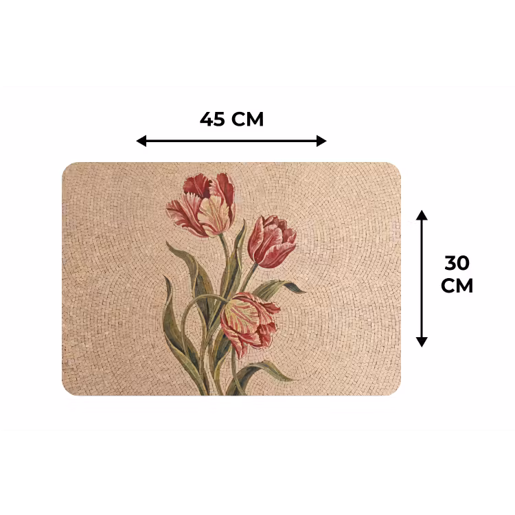Bloemen - Mozaïek - Rood - Groen - Kunst Placemat vinyl groot -specs