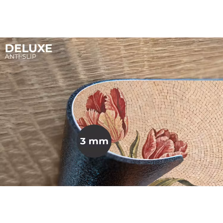Bloemen - Mozaïek - Rood - Groen - Kunst Placemat vinyl groot -closeup