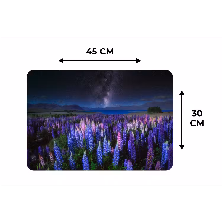 Bloemen - Nacht - Lupine - Sterrenhemel - Paars - Natuur Placemat vinyl groot -specs