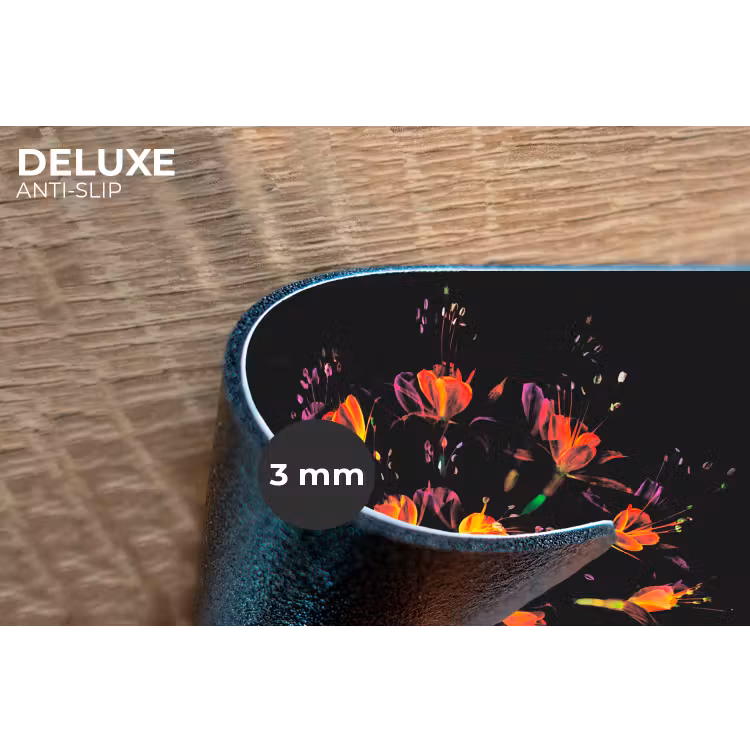 Bloemen - Oranje - Roze - Zwart Placemat vinyl groot -closeup