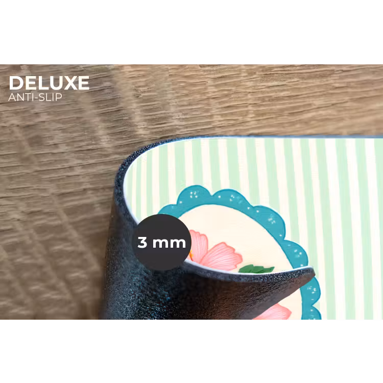 Bloemen - Ovaal - Strepen - Groen Placemat vinyl groot -closeup