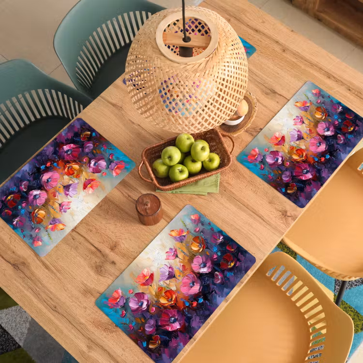 Bloemen - Paars - Kleurrijk - Handgeschilderd - Kunst Placemat vinyl groot -zzsfeer5_Kitchenyeah-website
