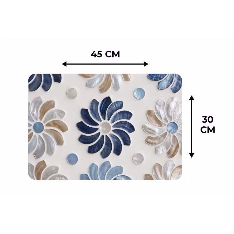 Bloemen - Parelmoer - Abstract - Patroon - Blauw Placemat vinyl groot -specs