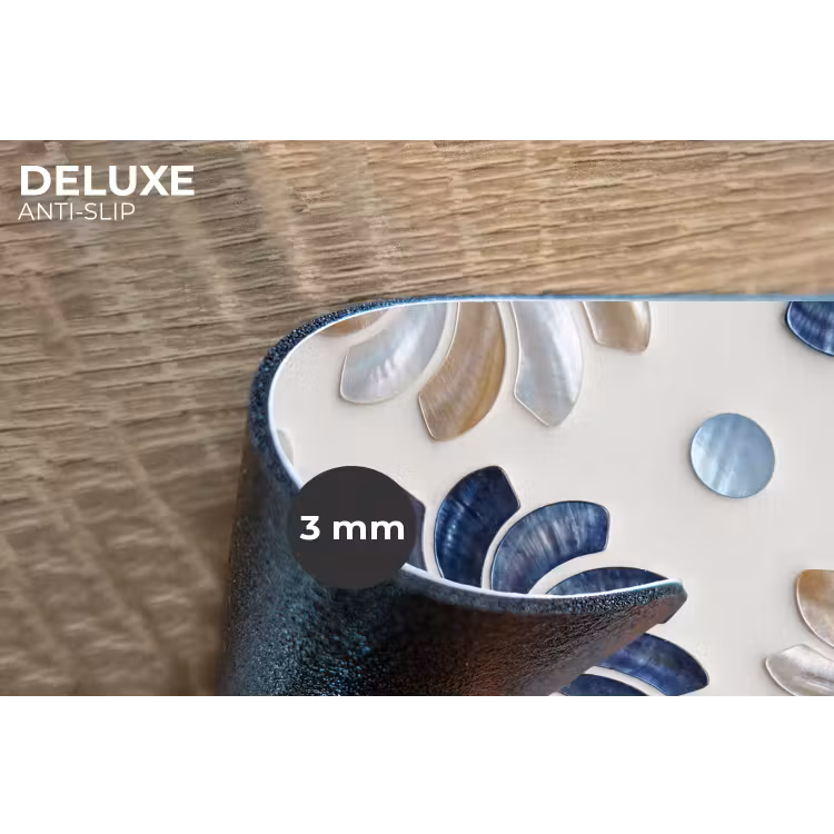 Bloemen - Parelmoer - Abstract - Patroon - Blauw Placemat vinyl groot -closeup