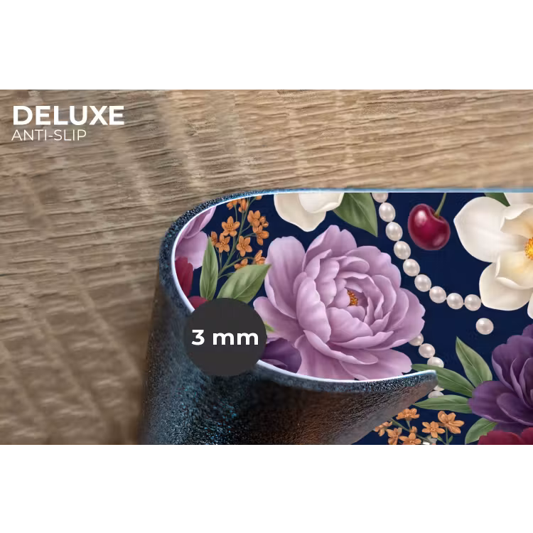 Bloemen - Parels - Decoratie - Modern - Blauw Placemat vinyl groot -closeup
