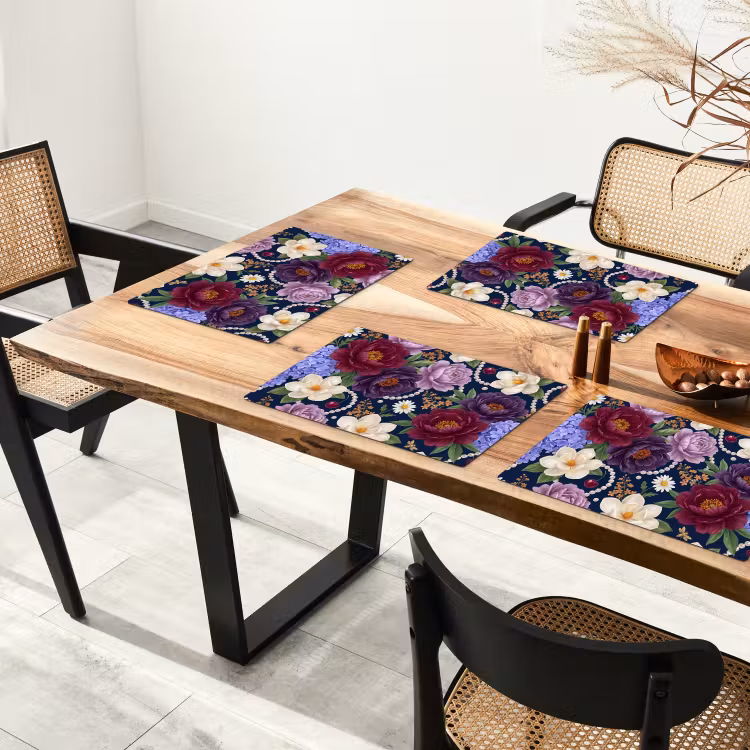 Bloemen - Parels - Decoratie - Modern - Blauw Placemat vinyl groot -zzsfeer4_Kitchenyeah-website