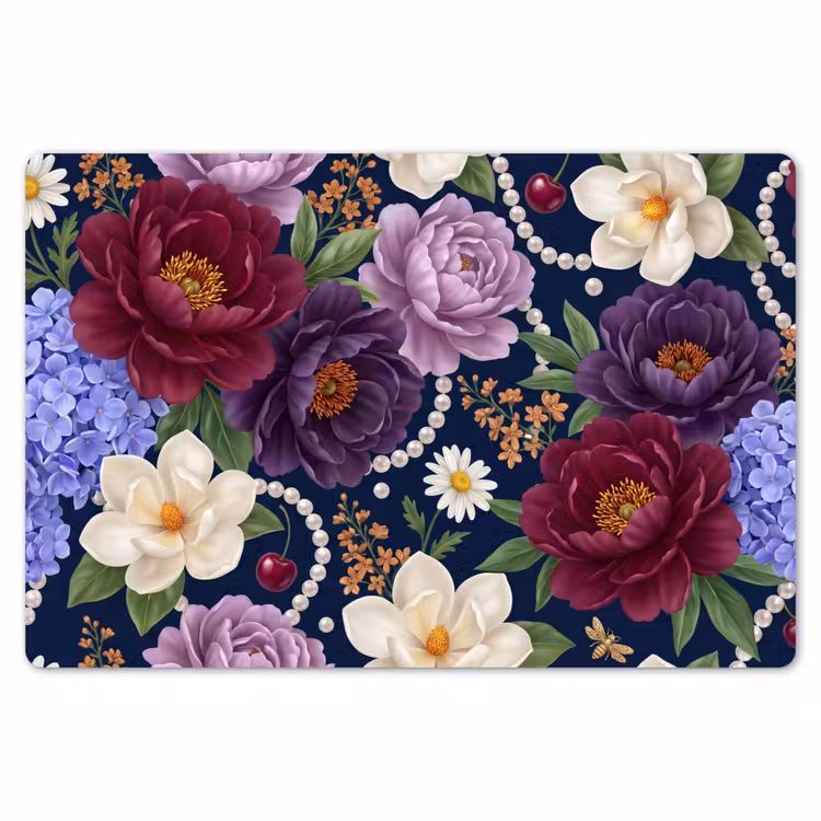 Bloemen - Parels - Decoratie - Modern - Blauw Placemat vinyl groot -zzsfeer1_Kitchenyeah-website