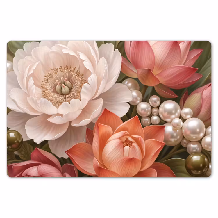 Bloemen - Parels - Elegant - Roze - Wit Placemat vinyl groot -zzsfeer1_Kitchenyeah-website