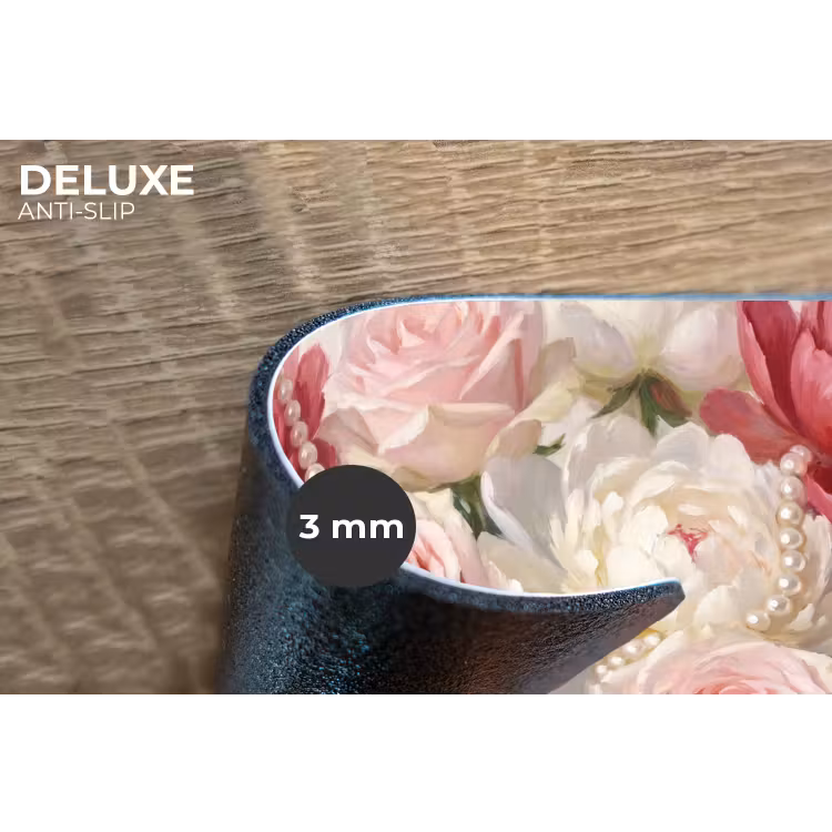 Bloemen - Parels - Romantiek - Klassiek - Roze Placemat vinyl groot -closeup
