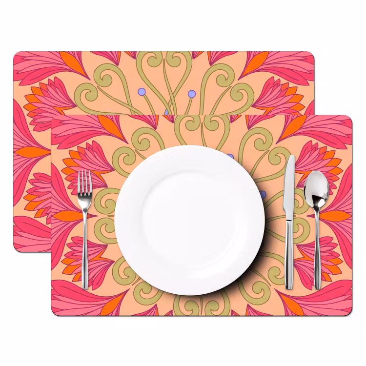 Bloemen - Patroon - Abstract - Roze - Decoratief Placemat vinyl groot -zzsfeer2_Kitchenyeah-website