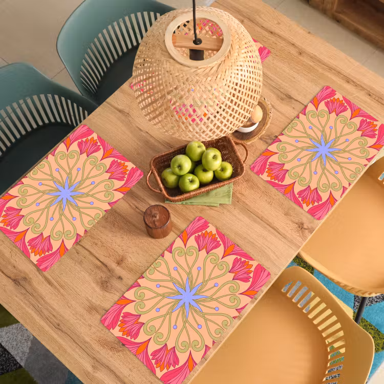 Bloemen - Patroon - Abstract - Roze - Decoratief Placemat vinyl groot -zzsfeer5_Kitchenyeah-website