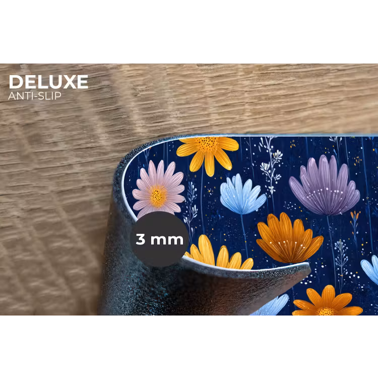 Bloemen - Patroon - Blauw - Contrast Placemat vinyl groot -closeup