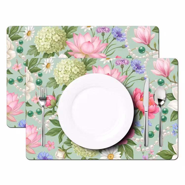 Bloemen - Patroon - Botanisch - Groen Placemat vinyl groot -zzsfeer2_Kitchenyeah-website