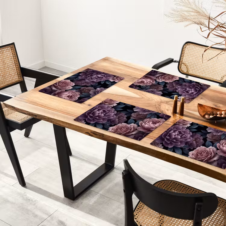 Bloemen - Patroon - Donker - Botanisch - Paars Placemat vinyl groot -zzsfeer4_Kitchenyeah-website