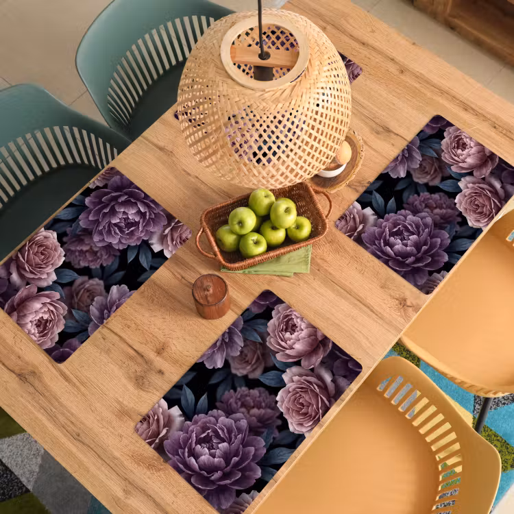 Bloemen - Patroon - Donker - Botanisch - Paars Placemat vinyl groot -zzsfeer5_Kitchenyeah-website