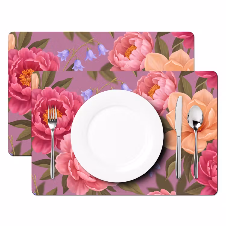 Bloemen - Patroon - Illustratie - Roze Placemat vinyl groot -zzsfeer2_Kitchenyeah-website