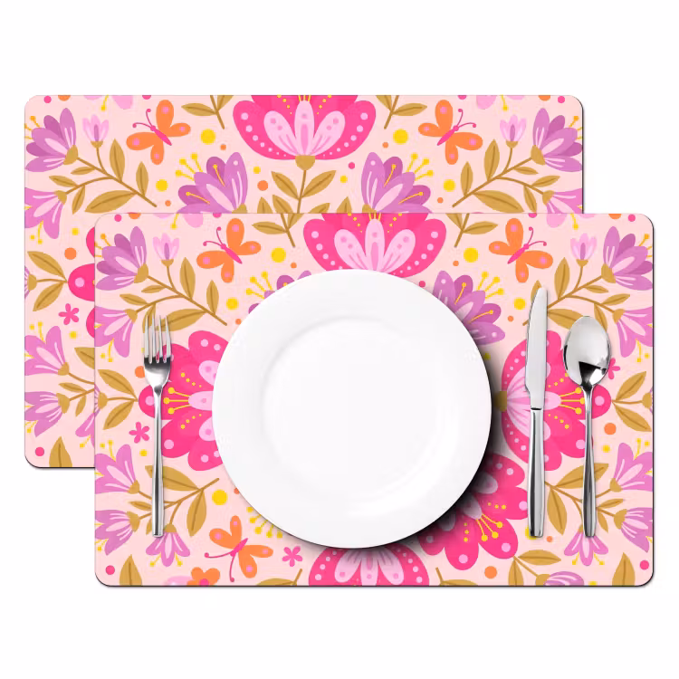 Bloemen - Patroon - Natuur - Abstract - Roze Placemat vinyl groot -zzsfeer2_Kitchenyeah-website