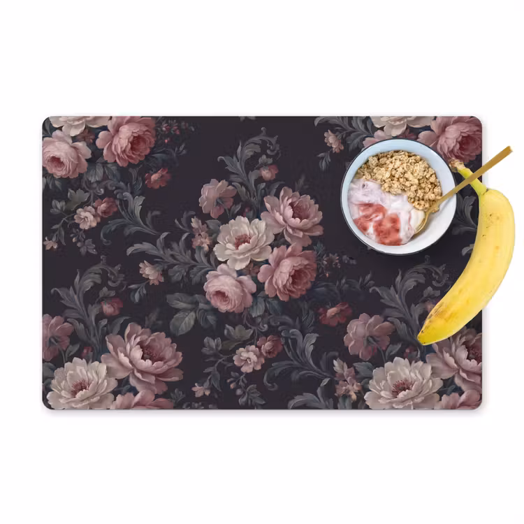 Bloemen - Patroon - Sierlijk - Roze - Donker Placemat vinyl groot -zzzproduct_Kitchenyeah-website