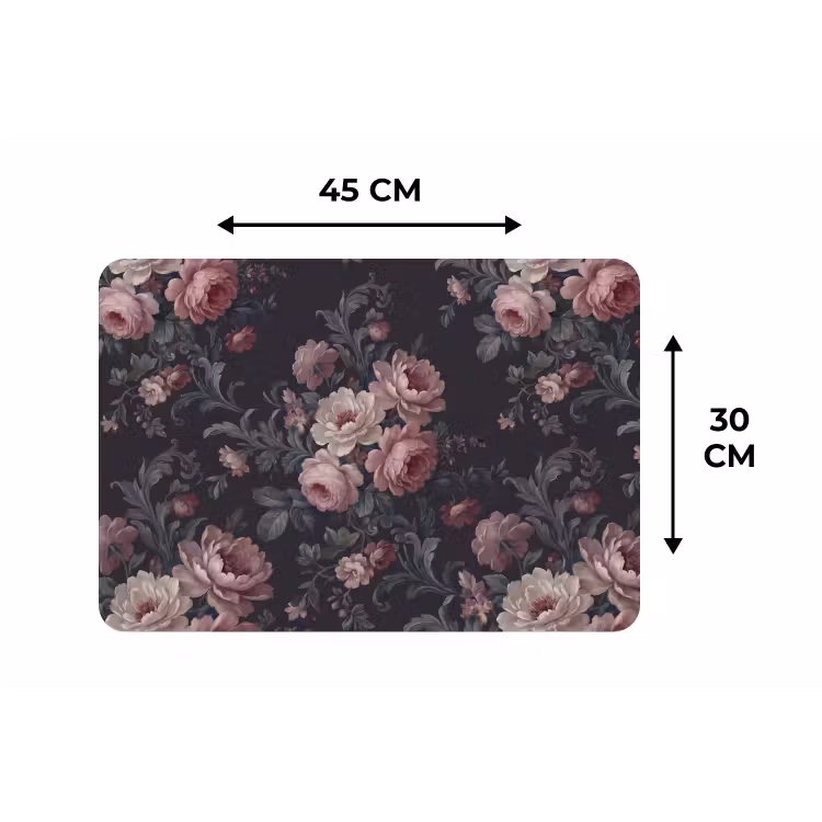 Bloemen - Patroon - Sierlijk - Roze - Donker Placemat vinyl groot -specs