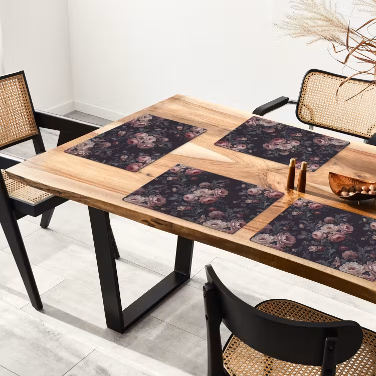 Bloemen - Patroon - Sierlijk - Roze - Donker Placemat vinyl groot -zzsfeer4_Kitchenyeah-website