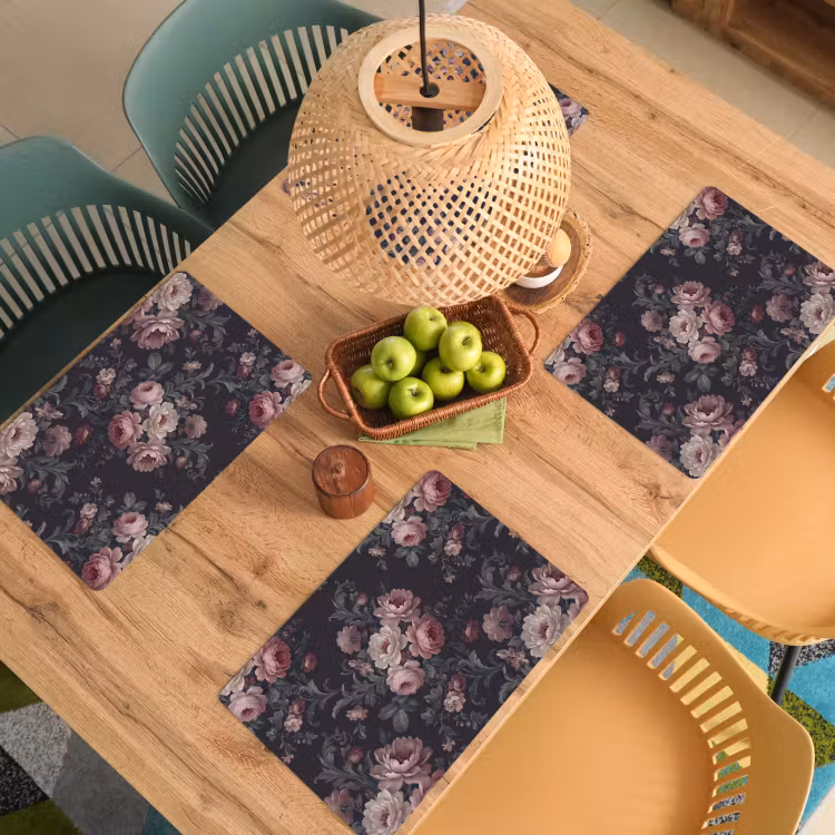 Bloemen - Patroon - Sierlijk - Roze - Donker Placemat vinyl groot -zzsfeer5_Kitchenyeah-website