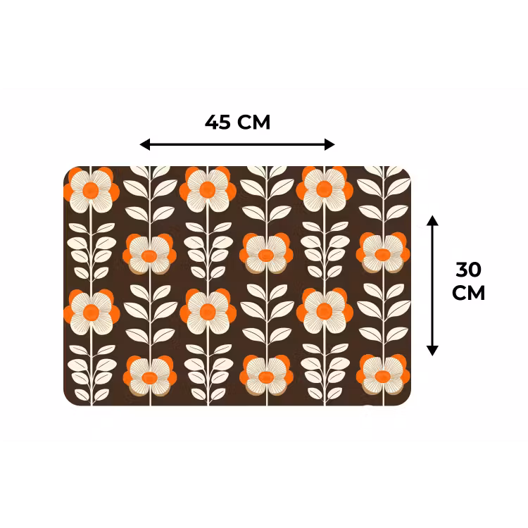 Bloemen - Retro - Bruin Placemat vinyl groot 368 -specs