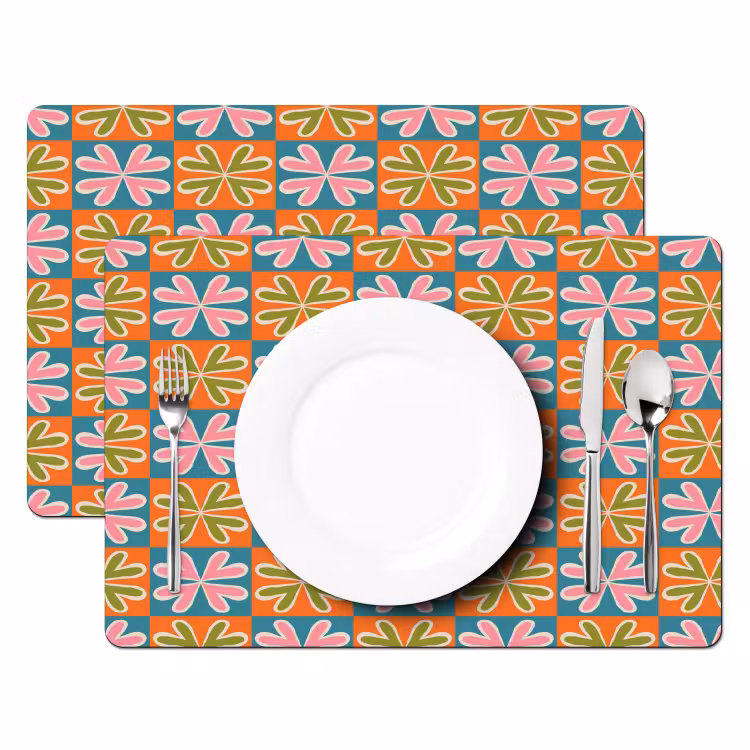 Bloemen - Retro - Patroon - Kleurrijk Placemat vinyl groot 368 -zzsfeer2_Kitchenyeah-website
