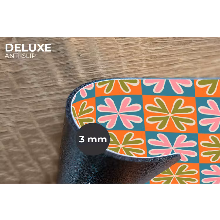Bloemen - Retro - Patroon - Kleurrijk Placemat vinyl groot 368 -closeup
