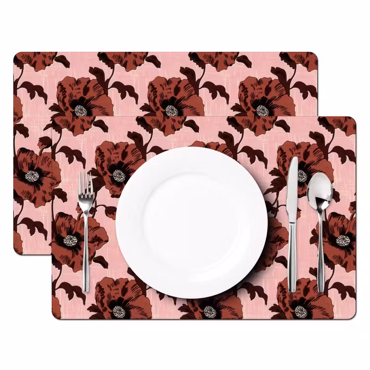 Bloemen - Retro - Rood Placemat vinyl groot 368 -zzsfeer2_Kitchenyeah-website