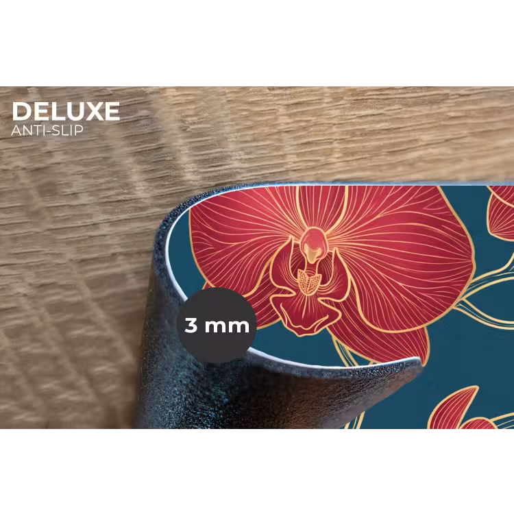 Placemat - 6 stuks - Bloemen - Rood - Goud - Bloemen - Rood - Goud Placemat vinyl groot