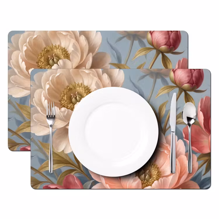 Bloemen - Roze - Beige - Modern - Natuur Placemat vinyl groot -zzsfeer2_Kitchenyeah-website
