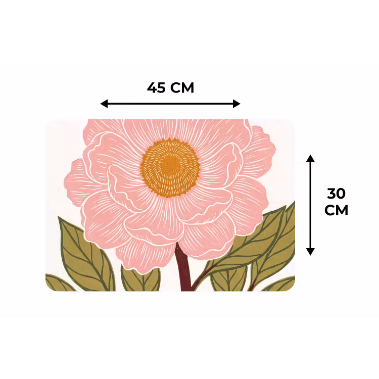 Placemat - 6 stuks - Bloemen - Roze - Illustratie - Bloemen - Roze - Illustratie Placemat vinyl groot