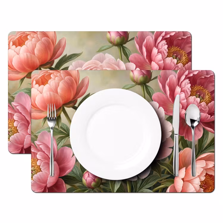 Bloemen - Roze - Klassiek - Gedetailleerd - Natuur Placemat vinyl groot -zzsfeer2_Kitchenyeah-website