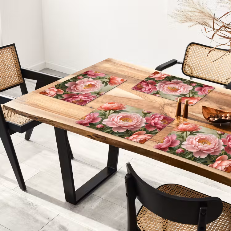 Bloemen - Roze - Klassiek - Gedetailleerd - Natuur Placemat vinyl groot -zzsfeer4_Kitchenyeah-website