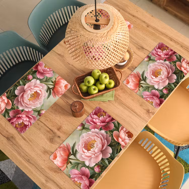 Bloemen - Roze - Klassiek - Gedetailleerd - Natuur Placemat vinyl groot -zzsfeer5_Kitchenyeah-website