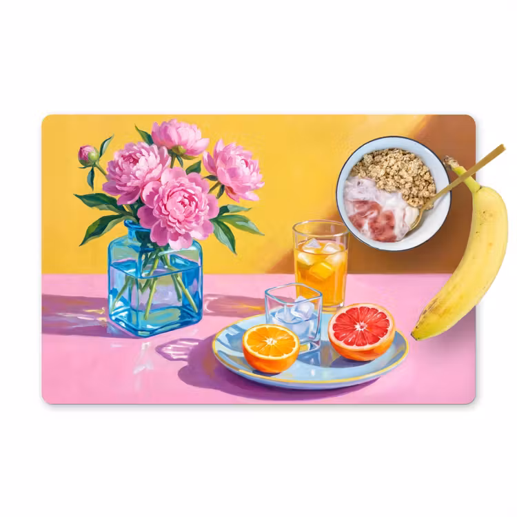 Placemat - 6 stuks - Bloemen - Roze - Modern - Bloemen - Roze - Modern Placemat vinyl groot