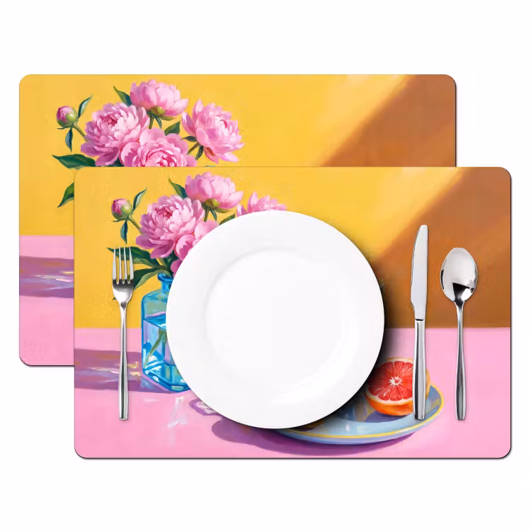 Placemat - 6 stuks - Bloemen - Roze - Modern - Bloemen - Roze - Modern Placemat vinyl groot