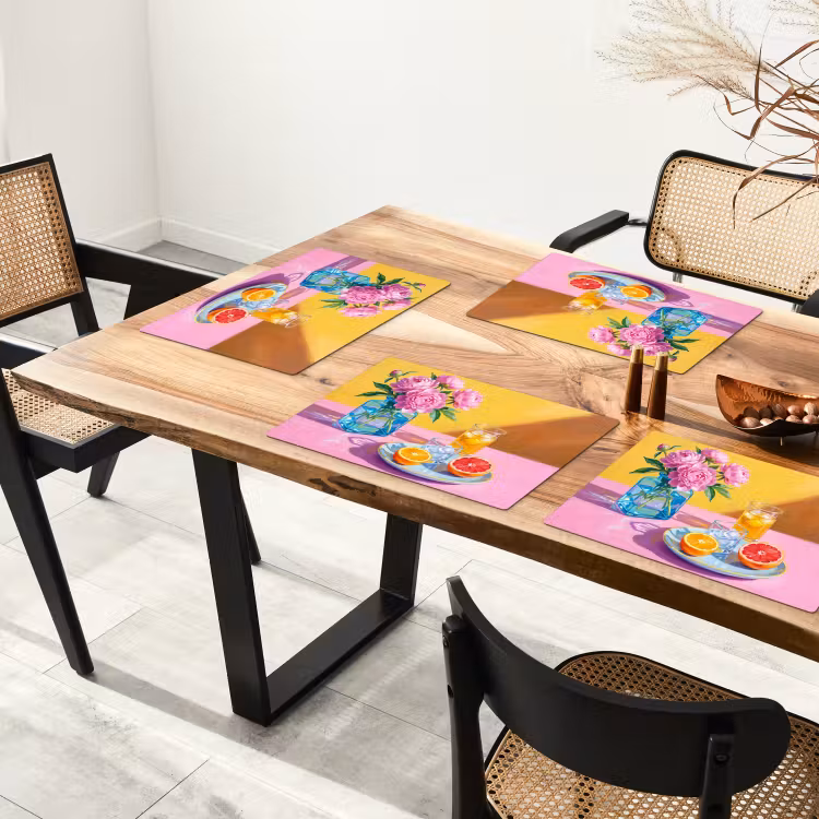 Placemat - 6 stuks - Bloemen - Roze - Modern - Bloemen - Roze - Modern Placemat vinyl groot
