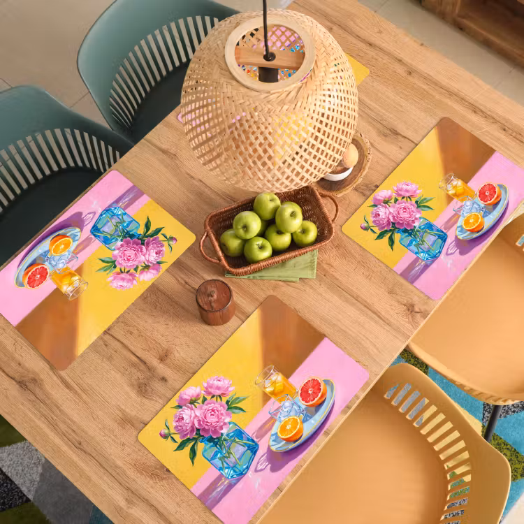 Placemat - 6 stuks - Bloemen - Roze - Modern - Bloemen - Roze - Modern Placemat vinyl groot