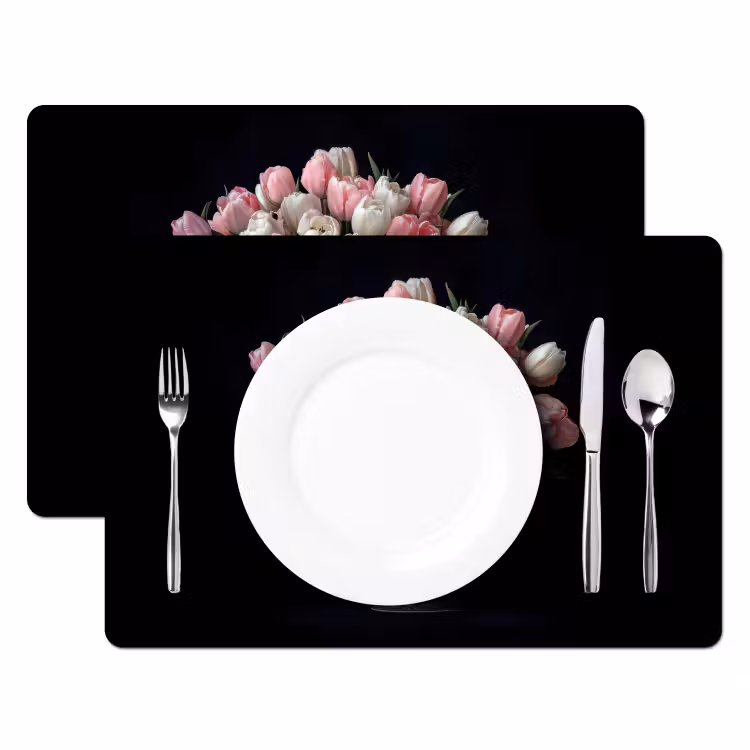 Bloemen - Roze - Tulpen - Vaas Placemat vinyl groot -zzsfeer2_Kitchenyeah-website