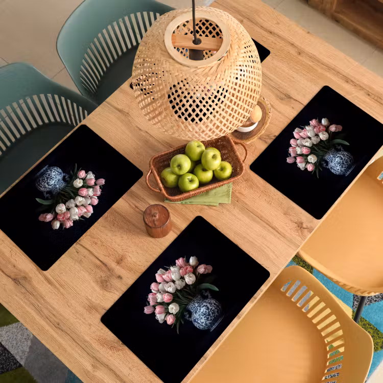 Bloemen - Roze - Tulpen - Vaas Placemat vinyl groot -zzsfeer5_Kitchenyeah-website