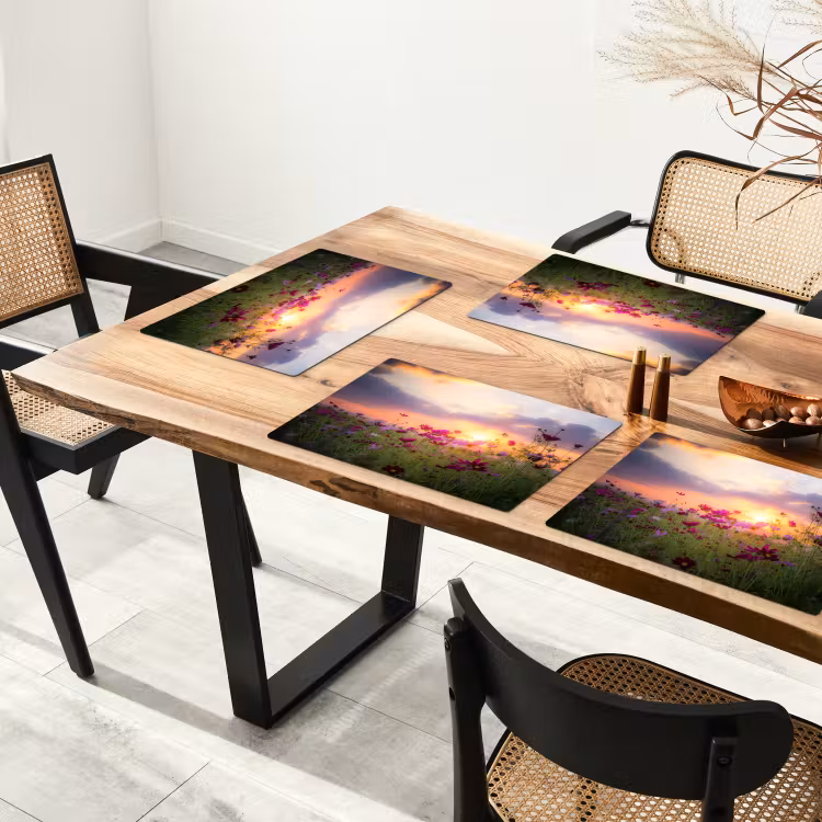 Bloemen - Roze - Zonsondergang - Natuur - Weide - Horizon Placemat vinyl groot -zzsfeer4_Kitchenyeah-website