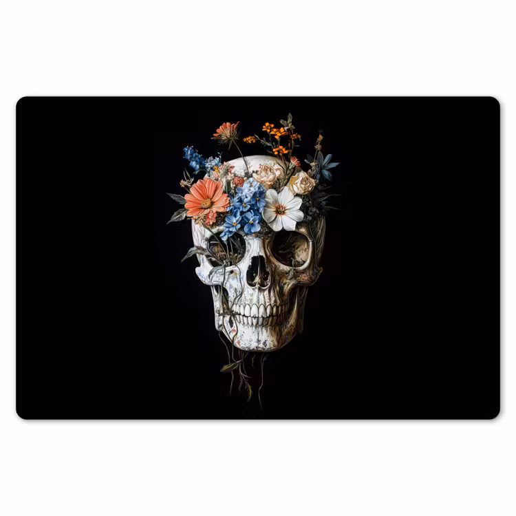 Bloemen - Schedel - Kleurrijk Placemat vinyl groot -zzsfeer1_Kitchenyeah-website