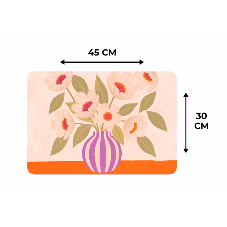 Bloemen - Vaas - Abstract - Paars - Oranje Placemat vinyl groot -specs